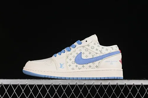 All categories Air Jordan Jordan series basketball shoes Air Jordan 1 Low High-end customized low-top sneakers Air Jordan 1 Low AJ1 Joe 1 LV joint-beige print High-end customized low-top retro basketball shoes WG8850-008
